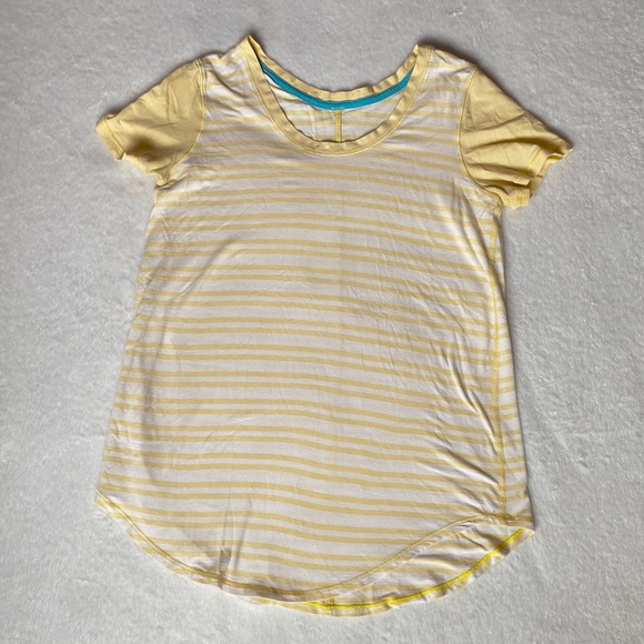 Lululemon Serene Yellow Twin Stripe Tee Shirt - Picture 5 of 8